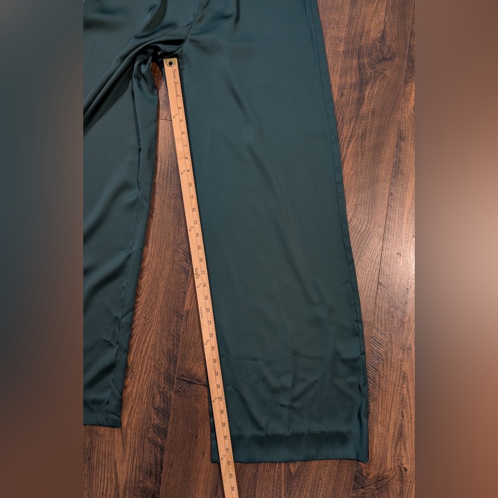 Abercrombie & Fitch Emerson‎ Ruched Strapless Satin Emerald Green Jumpsuit NWT - Picture 12 of 12